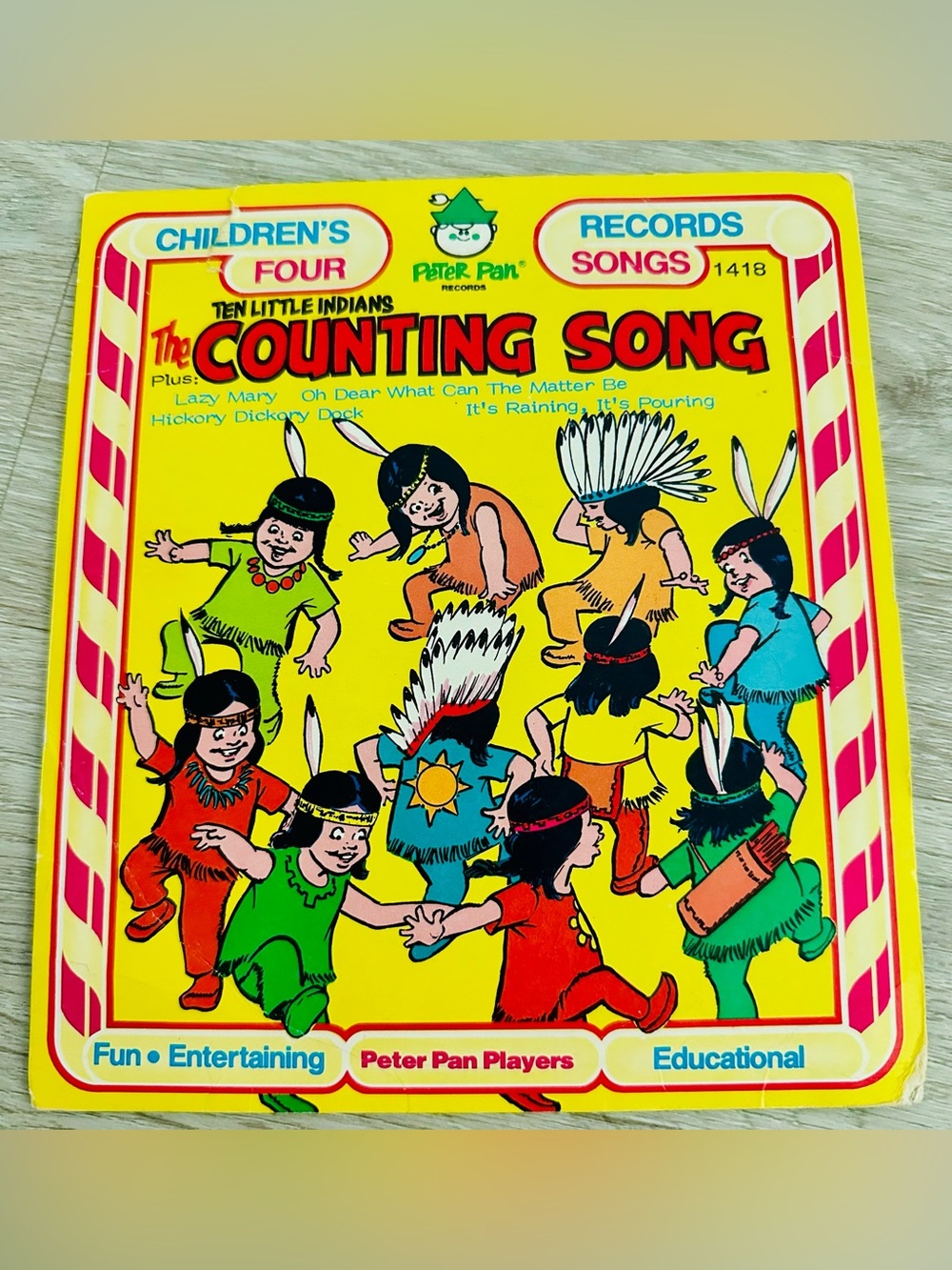 VINTAGE Peter Pan Children’s Record, Ten Little Indians Counting Song, 45 RPM